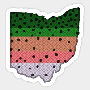 Trout Fishing Rainbow Trout Pattern Ohio State Map Sticker